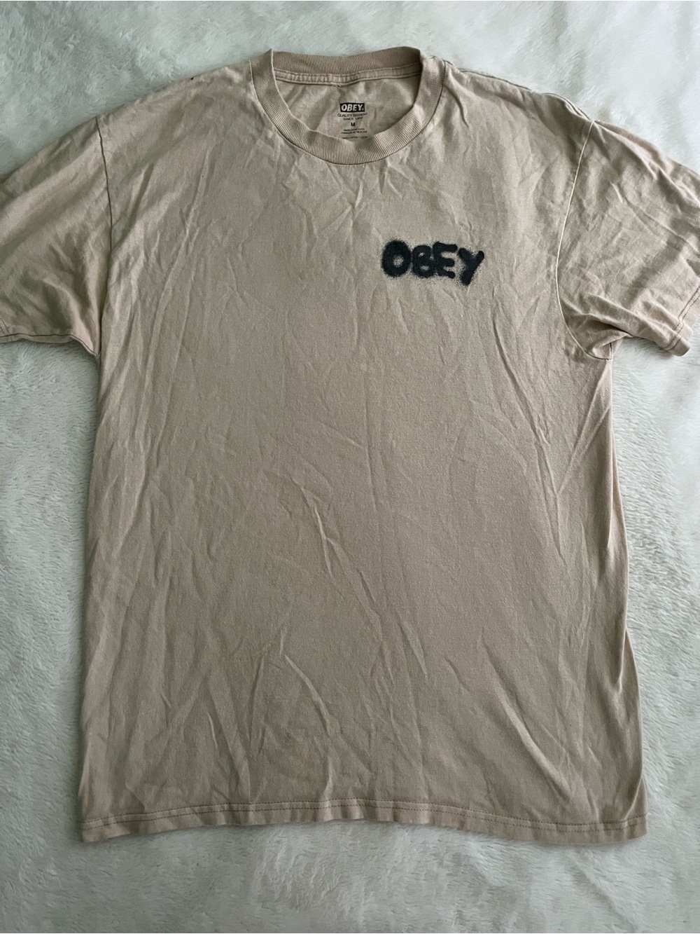 Obey Mens Beige Logo Tee